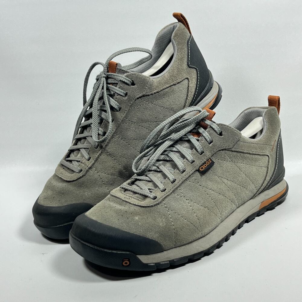 OBOZ Sneakers Mens 9.5 Bozeman Low Suede Leather Bloom Hiking Charcoal Gray